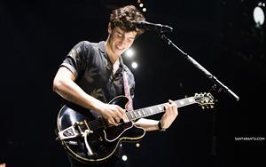 Shawn Mendes performs with his guitar